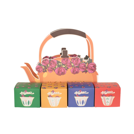 Eid and Haq al-Layla Treats Empty Gift Boxes with Tea Pot Shaped Bag (Set of 4)
